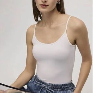 Classic White Wide Strap Stretch Cotton Spandex Camisole Tank Top Size Medium La